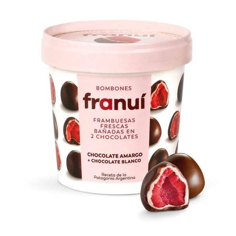 Frambuesas Cubiertas en Chocolate de Blanco y Negro Franuí 150grs