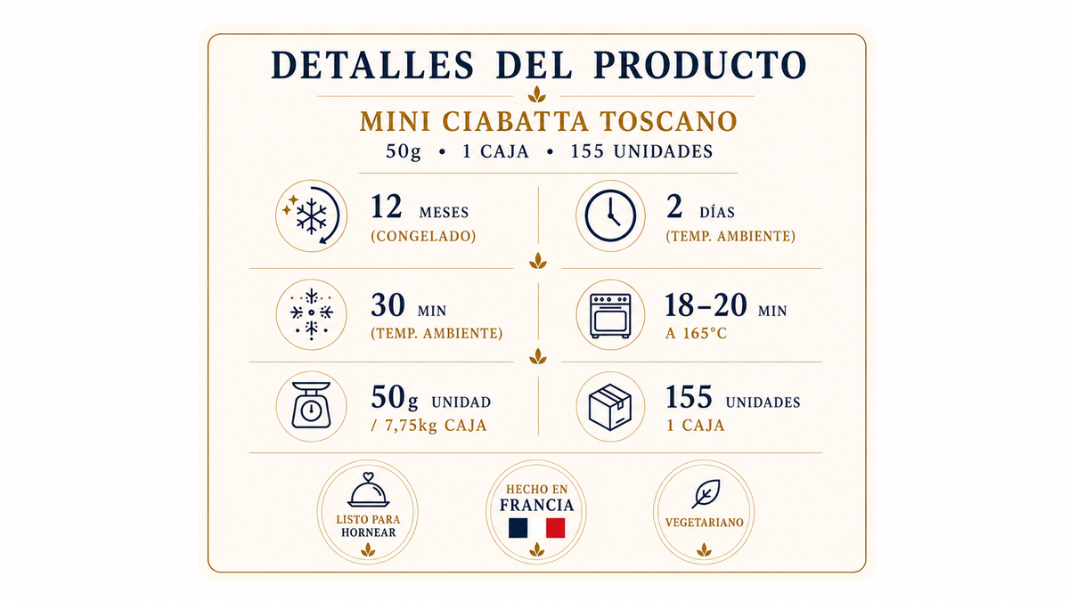 Mini Ciabatta Toscano 50g 1 Caja 155 Unidades