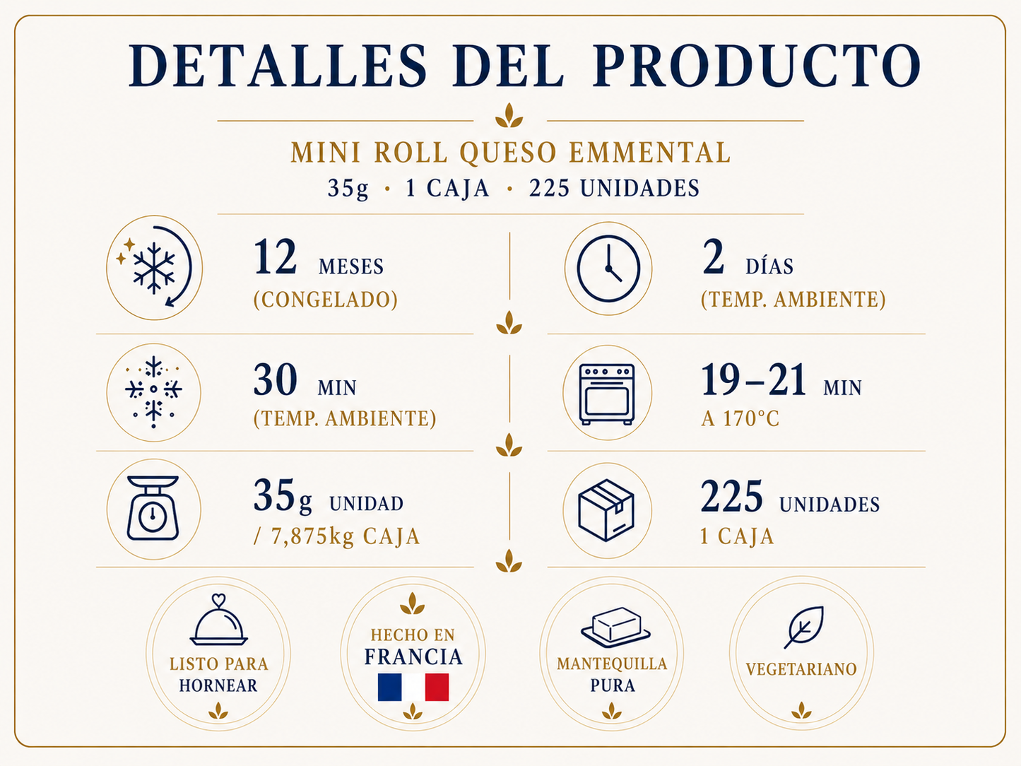 Mini Roll  Queso Emmental 35g 1 Caja 225 Unidades