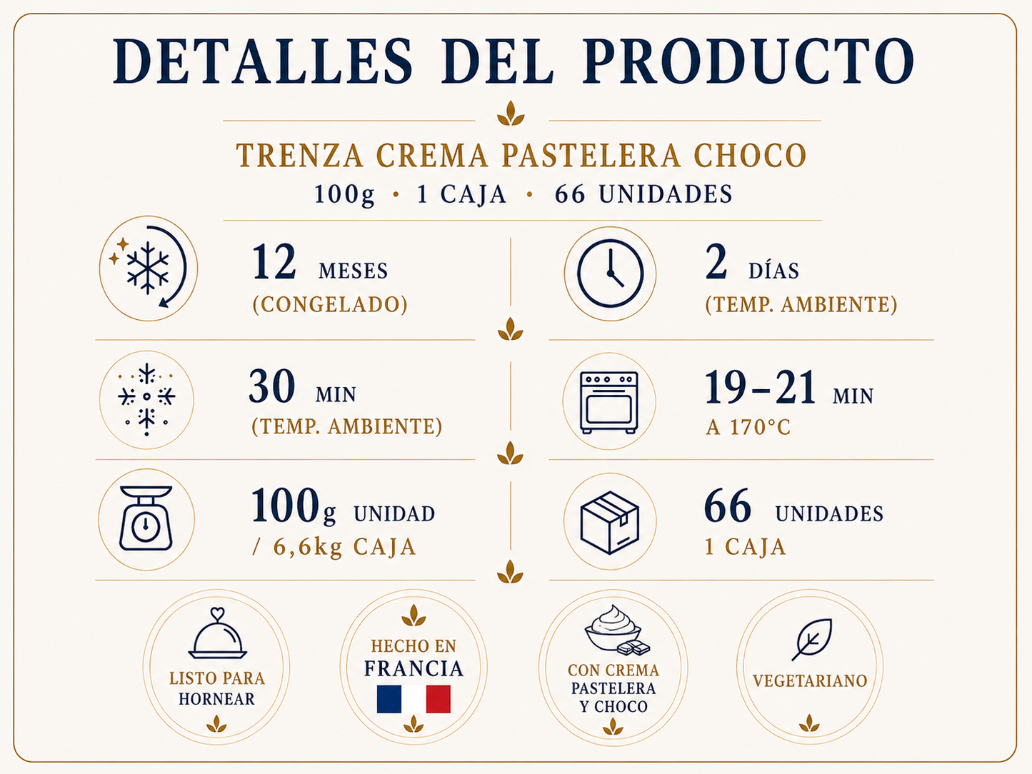 Trenza Crema Pastelera Choco 100g 1 Caja 66 Unidades
