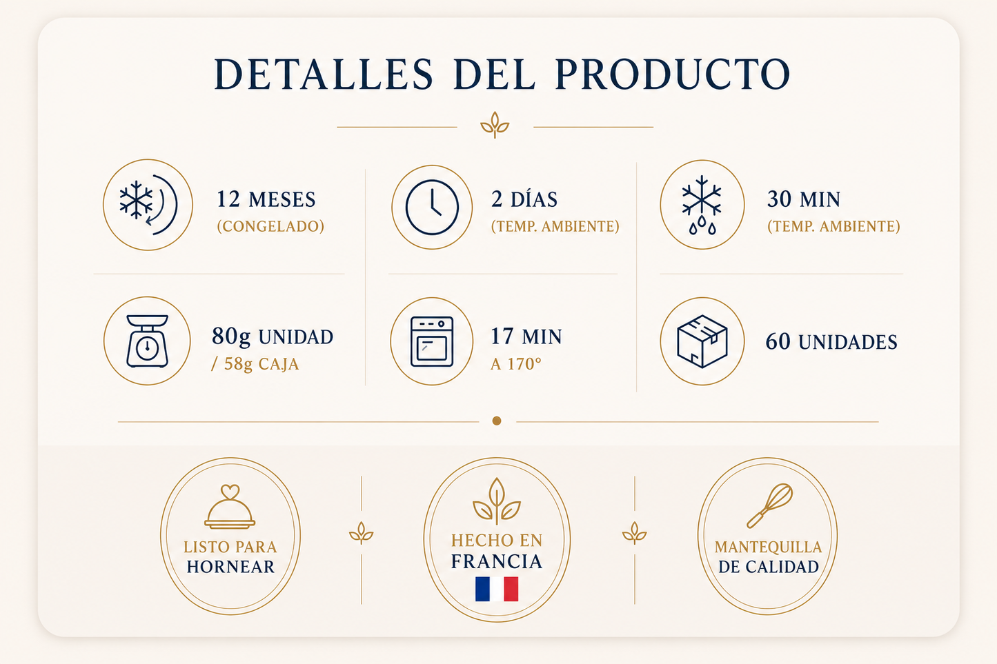 Croissant Recto 29% Mantequilla 80g 1 Caja 60 Unidades