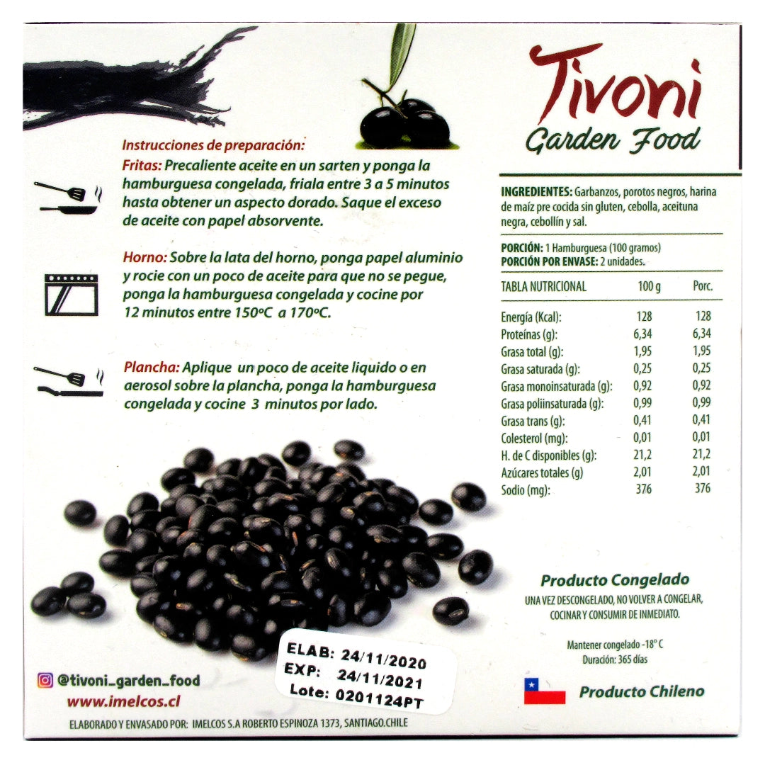 Hamburguesa con Porotos Negros y Aceitunas 100g x 2