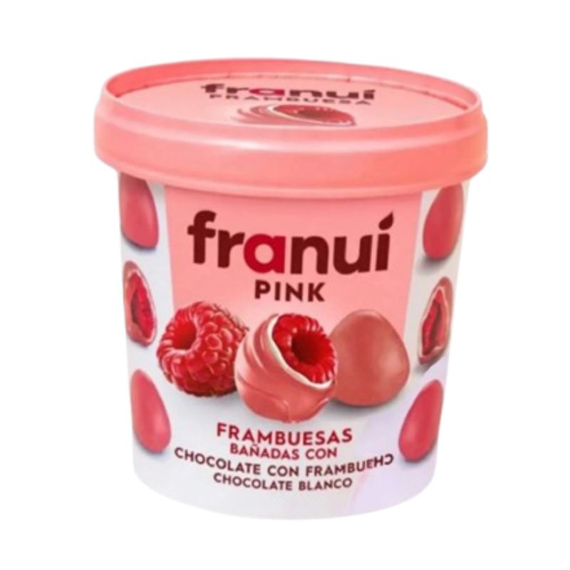 Frambuesas Cubiertas en Chocolate Blanco Franuí 150grs
