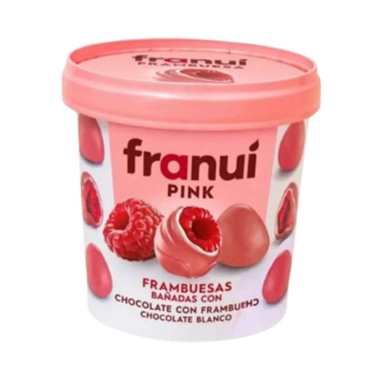 Frambuesas Cubiertas en Chocolate Blanco Franuí 150grs